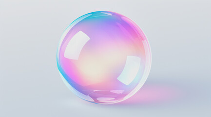 Fototapeta premium pink shiny bubble on white background in the center