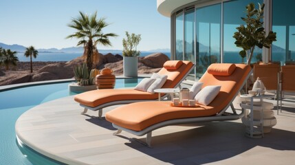 Relaxing Poolside Oasis with Loungers and a Stunning View