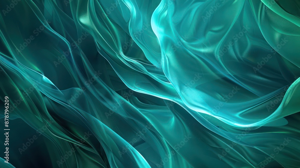 Fototapete Abstract Background, a serene composition of deep turquoise tones with fluid, organic shapes and rich textures, creating a modern and calming visual effect.