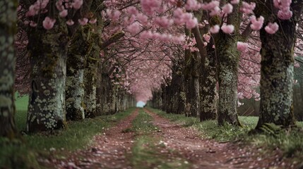 Fototapeta premium Cherry blossom in a row