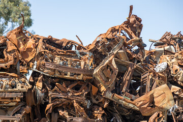 Sa'ad, Israel – May 9 2024, Cars remaining, burned cars after the attack on October 7th by Hamas....
