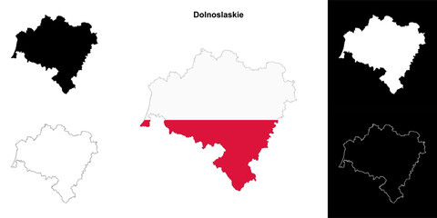 Dolnoslaskie province outline map set