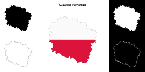 Kujawsko-Pomorskie province outline map set