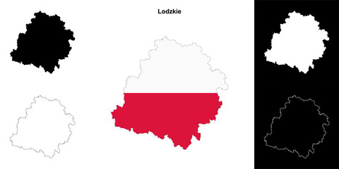 Lodzkie province outline map set