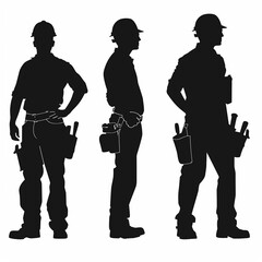 人物アイコン 白黒シルエット 大工 現場仕事 職人 作業員