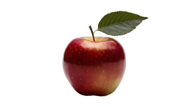 Ripe apple with leaf and white background Pnj