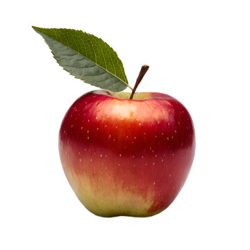 Ripe apple with leaf and white background Pnj
