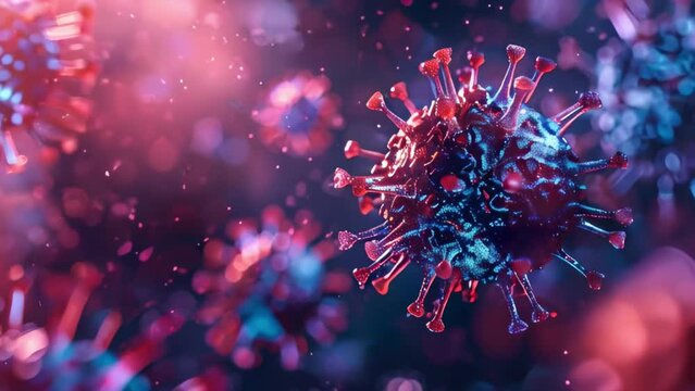 Molecule of The human immunodeficiency virus, AIDS virus on black background,copy space