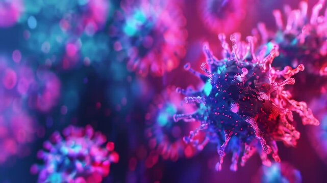 Molecule of The human immunodeficiency virus, AIDS virus on black background,copy space