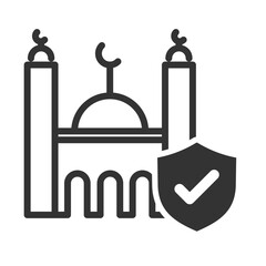 building insurance icon. mosque vector for apps and websites