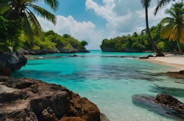 beach with palm trees