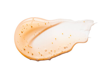 Cosmetic orange swatch of face wash soap foam cleansing gel with micro capsules isolated on white background