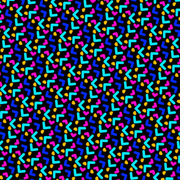 80s 90s Retro Neon Colorful Memphis Vintage Party Pattern Scattered Random Geometric Shapes Geometry Fun Vibrant Colors Spectrum Hearts 067