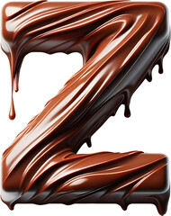 Naklejka premium Melting chocolate alphabet art letter 'Z', isolated transparent or white background