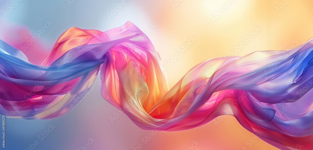 Aufkleber abstract silk fabric flowing in the wind creating a colorful background