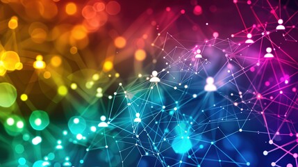 Obraz premium Global Connection of Human Icons on Vibrant Digital Network Background