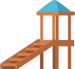 Playground slide standing on a white background representing outdoor fun and childhood memories