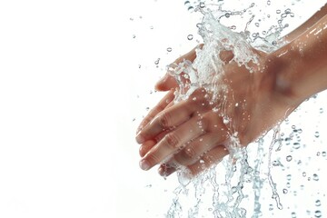 A person washing their hands with soap and water