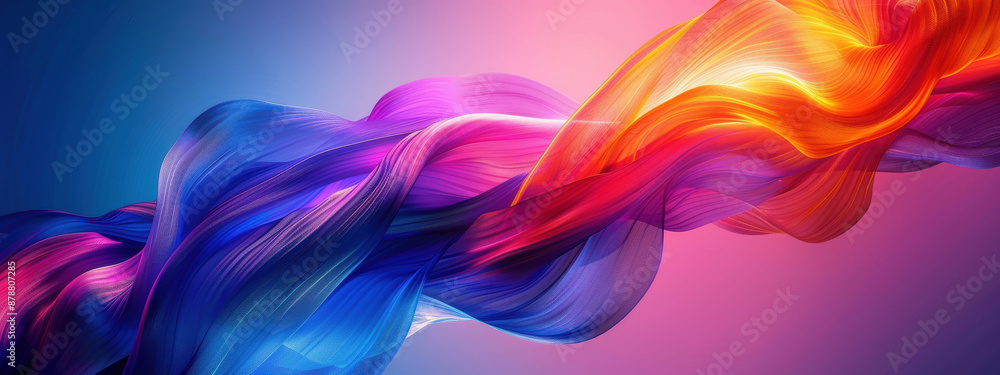 Poster abstract colorful wave design element flowing with smooth lines on gradient background, neon colors