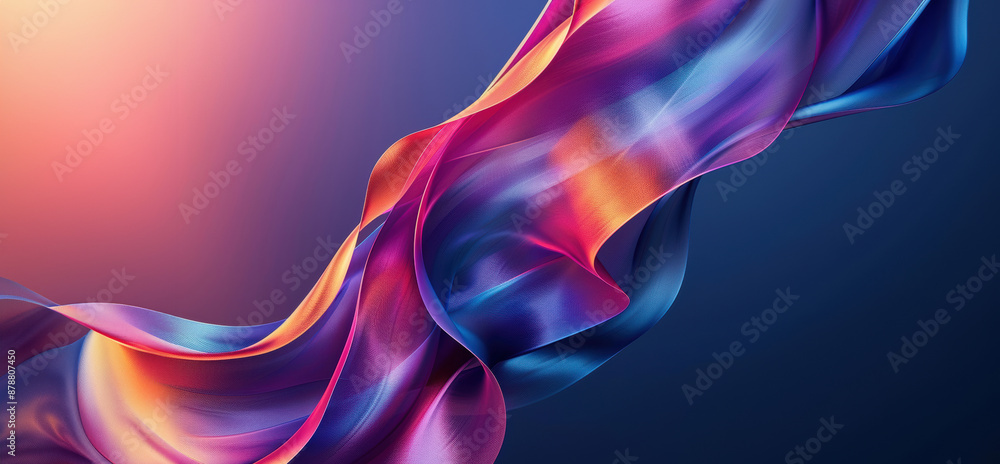 Poster abstract colorful wave design element flowing with smooth lines on gradient background, neon colors