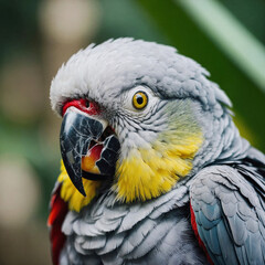 Fototapeta premium Yellow-collared macaw with striking plumage in the forest