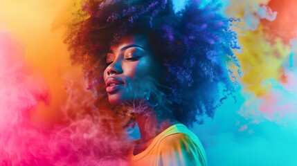 Energetic studio portraiture of female.Colorful backgrounds and different professions.