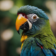 Obraz premium Harlequin macaw with striking red, blue, and yellow feathers