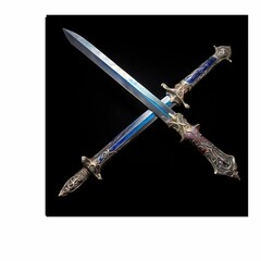medieval sword and mace crossed in a flag display fashion 