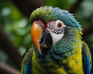 Obraz premium Close-up of a green-winged macaw in the jungle