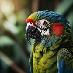 Obraz premium Close-up of a red-fronted macaw in the tropical forest