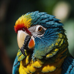 Obraz premium Close-up of a harlequin macaw showcasing its colorful plumage