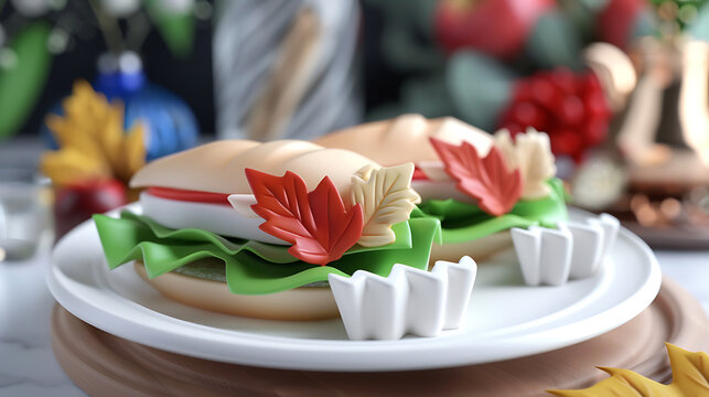 Autumnal  themed  sandwiches  with  red,  green,  and  white  colors,  perfect  for  a  fall  picnic. 
