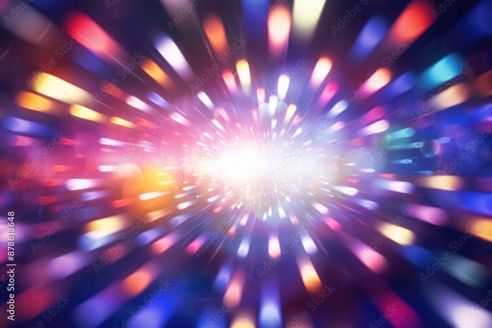 Poster abstract blurred colorful lens flare bokeh on black
