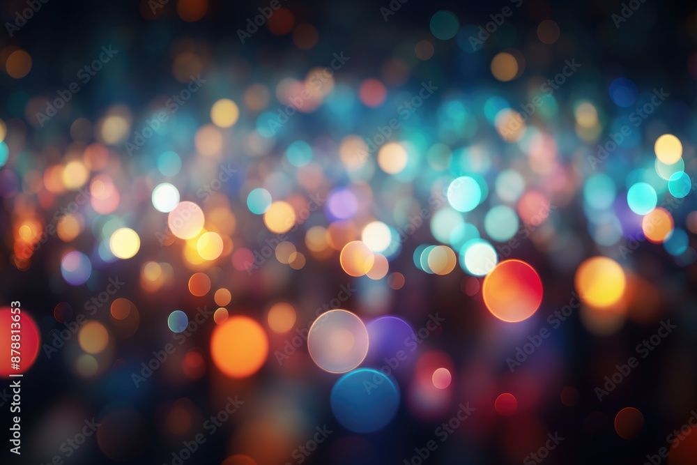 Poster abstract blurred colorful lens flare bokeh on black