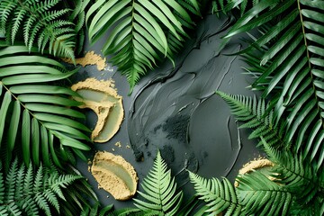 A set of organic facial masks with a background of lush ferns