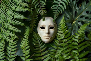 A set of organic facial masks with a background of lush ferns