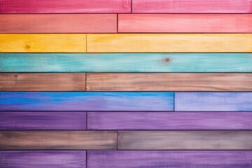 Naklejka premium Colorful rainbow background with modern wooden fence texture.