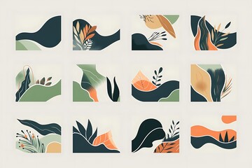 A set of organic, flowing shapes as navigation elements for a nature-themed site