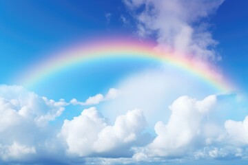 Beautiful rainbow and Blue sky with cloud in summer day.