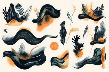 A set of organic, flowing shapes as navigation elements for a nature-themed site