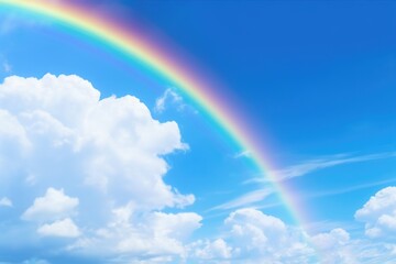 Beautiful rainbow and Blue sky with cloud in summer day.