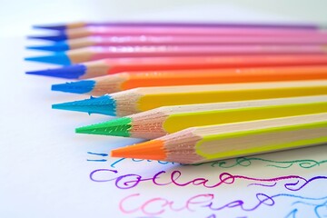 A set of pencils that change color based on the pressure of writing, creating a rainbow effect on paper
