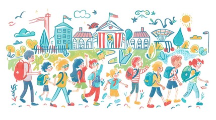 Back to school, children returning to school