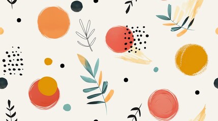 Elegant hand-drawn markers seamless pattern on a plain background
