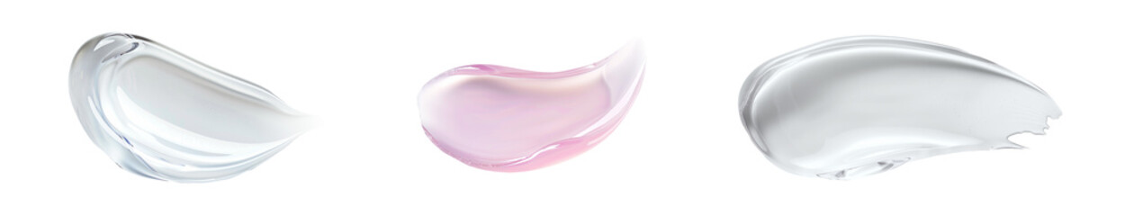 Cream smears textures. Cosmetics product texture Isolated on transparent png background