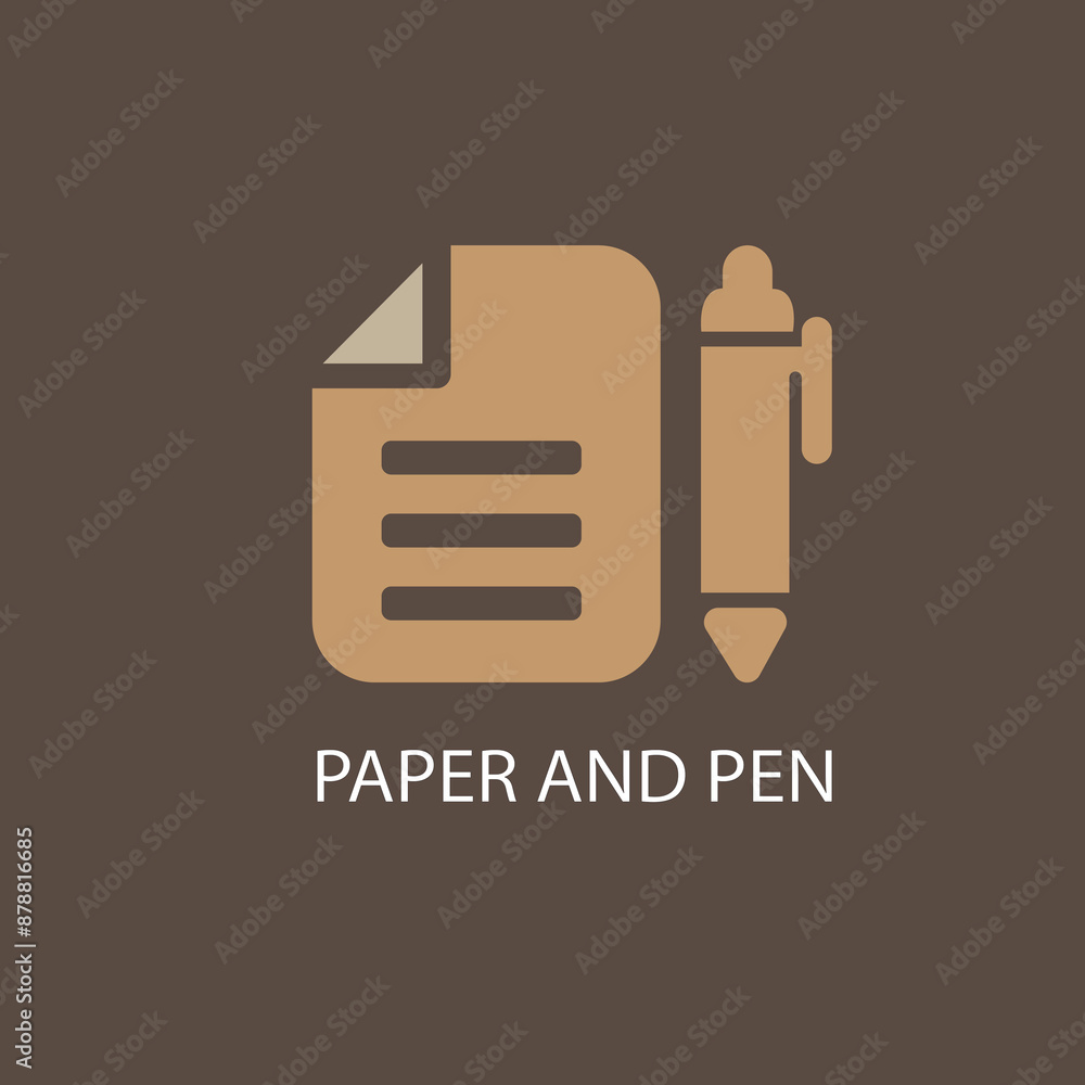 Sticker outline filled vector sign office writing pad vector icon . isolated transparent . paper with pencil