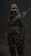 Naklejka premium Battle the Mortal Kombat Hero armed with a fire bow and battle armor