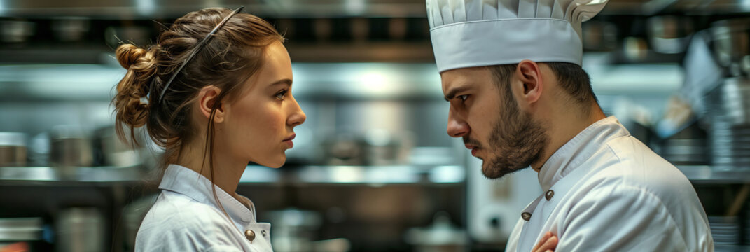 Two Chefs Face Off In A Busy Restaurant Kitchen