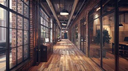 Loft-Style office Corridor Illustration