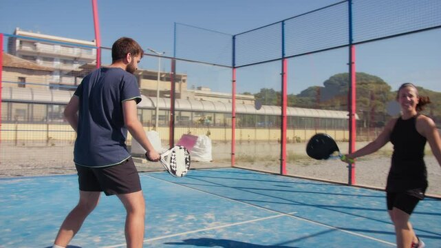 Fair Play Racket Touch After A Victory At Padel Sport
